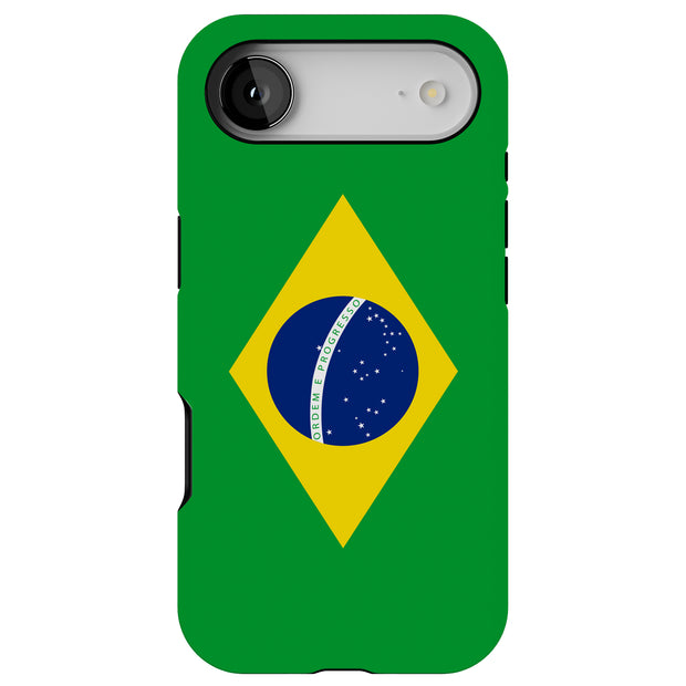 Flag Brazil Tough Cases For Apple iPhone (17, 16, 15, 14, 13, 12, 11, X, SE, 8, 7/ Air, Plus, Pro, Max, Mini, XR, XS), Print in USA
