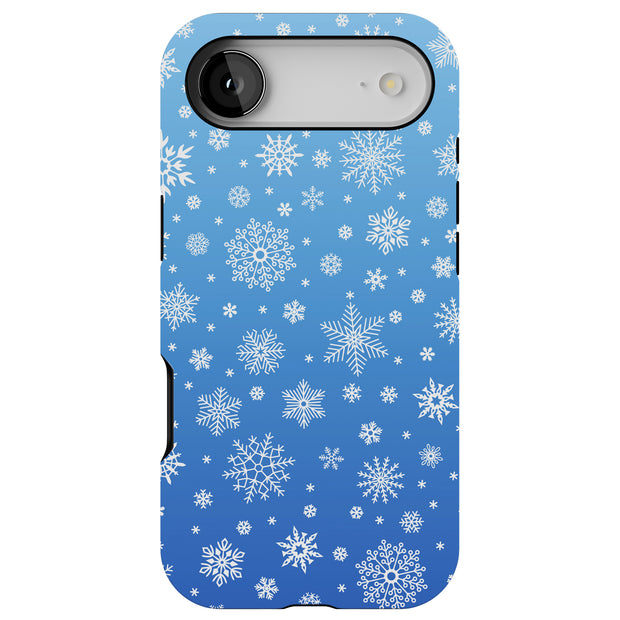 Blue Snowflakes Tough Cases For Apple iPhone (17, 16, 15, 14, 13, 12, 11, X, SE, 8, 7/ Air, Plus, Pro, Max, Mini, XR, XS), Print in USA