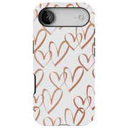 Brown Hearts Tough Cases For Apple iPhone (17, 16, 15, 14, 13, 12, 11, X, SE, 8, 7/ Air, Plus, Pro, Max, Mini, XR, XS), Print in USA