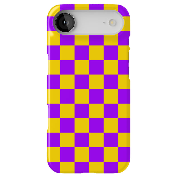 Yellow Checker Tough Cases For Apple iPhone (17, 16, 15, 14, 13, 12, 11, X, SE, 8, 7/ Air, Plus, Pro, Max, Mini, XR, XS), Print in USA