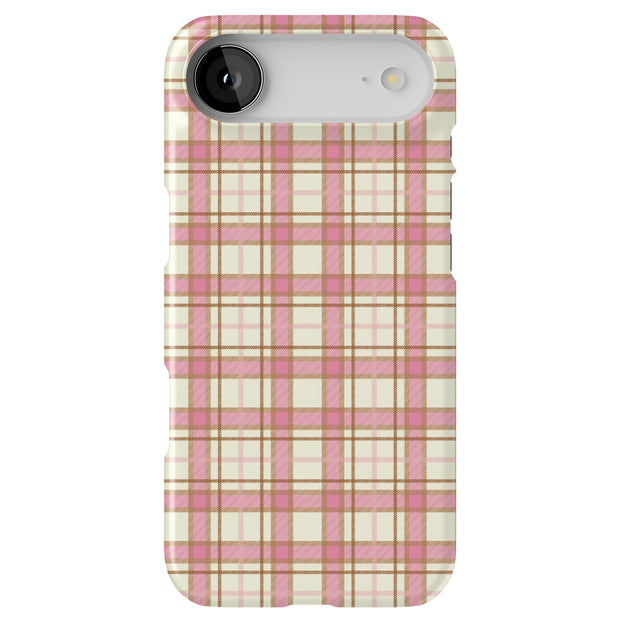 Pink Plaid Line Tough Cases For Apple iPhone (17, 16, 15, 14, 13, 12, 11, X, SE, 8, 7/ Air, Plus, Pro, Max, Mini, XR, XS), Print in USA