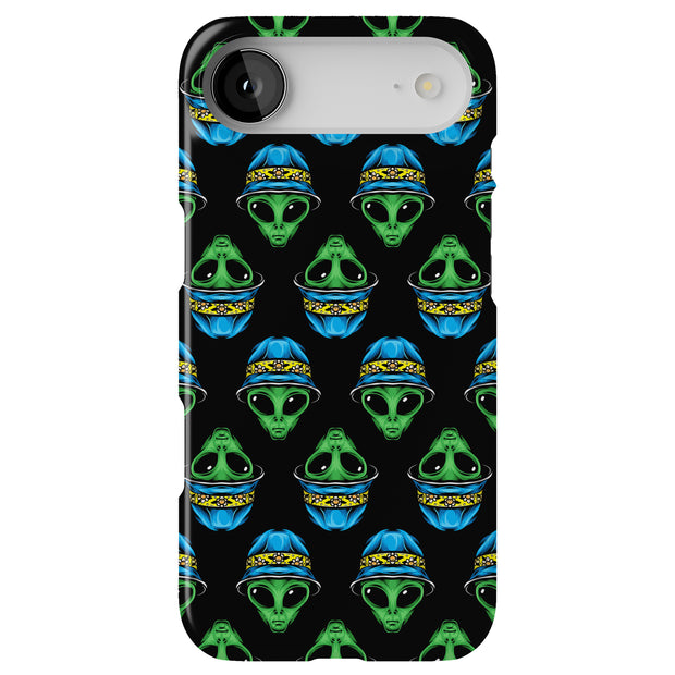 Alien wear Hat Tough Cases For Apple iPhone (17, 16, 15, 14, 13, 12, 11, X, SE, 8, 7/ Air, Plus, Pro, Max, Mini, XR, XS), Print in USA