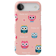 Cute Happy Owl Tough Cases For Apple iPhone (17, 16, 15, 14, 13, 12, 11, X, SE, 8, 7/ Air, Plus, Pro, Max, Mini, XR, XS), Print in USA