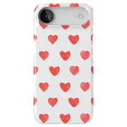 Red Love Hearts Tough Cases For Apple iPhone (17, 16, 15, 14, 13, 12, 11, X, SE, 8, 7/ Air, Plus, Pro, Max, Mini, XR, XS), Print in USA