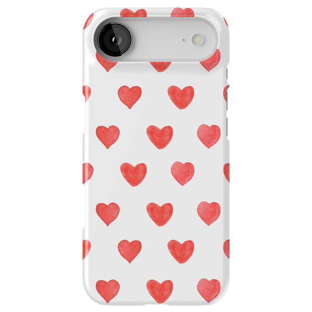 Red Love Hearts Tough Cases For Apple iPhone (17, 16, 15, 14, 13, 12, 11, X, SE, 8, 7/ Air, Plus, Pro, Max, Mini, XR, XS), Print in USA