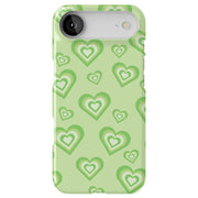 Green Hearts Tough Cases For Apple iPhone (17, 16, 15, 14, 13, 12, 11, X, SE, 8, 7/ Air, Plus, Pro, Max, Mini, XR, XS), Print in USA
