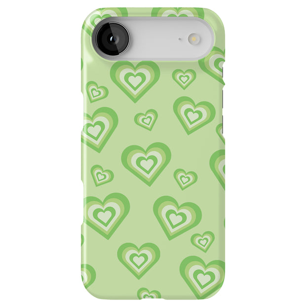 Green Hearts Tough Cases For Apple iPhone (17, 16, 15, 14, 13, 12, 11, X, SE, 8, 7/ Air, Plus, Pro, Max, Mini, XR, XS), Print in USA