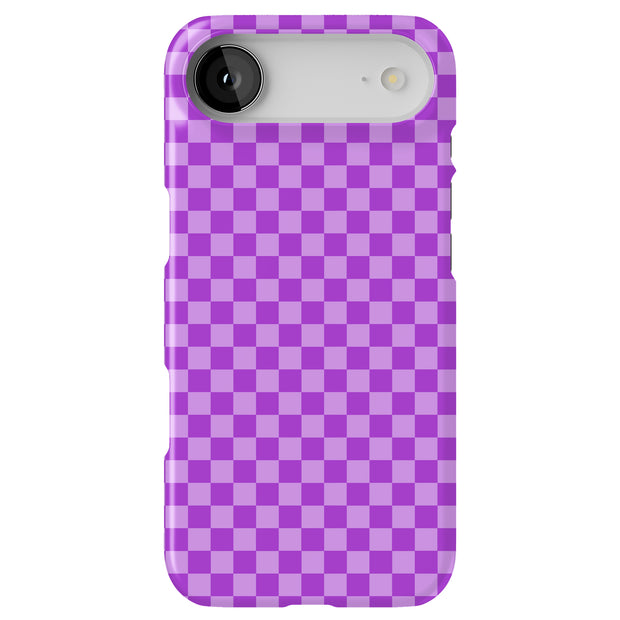 Purple Gingham Tough Cases For Apple iPhone (17, 16, 15, 14, 13, 12, 11, X, SE, 8, 7/ Air, Plus, Pro, Max, Mini, XR, XS), Print in USA
