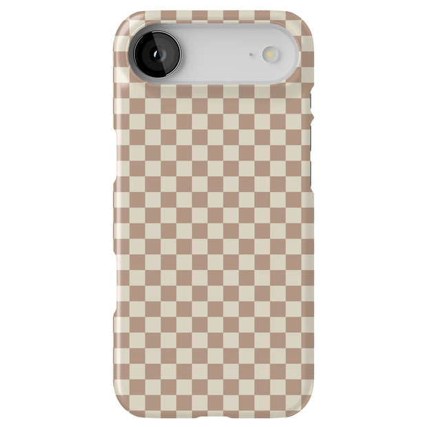 Beige Gingham Tough Cases For Apple iPhone (17, 16, 15, 14, 13, 12, 11, X, SE, 8, 7/ Air, Plus, Pro, Max, Mini, XR, XS), Print in USA
