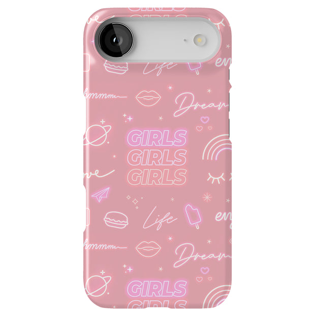 Girls Pink Tough Cases For Apple iPhone (17, 16, 15, 14, 13, 12, 11, X, SE, 8, 7/ Air, Plus, Pro, Max, Mini, XR, XS), Print in USA