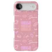 Girls Pink Tough Cases For Apple iPhone (17, 16, 15, 14, 13, 12, 11, X, SE, 8, 7/ Air, Plus, Pro, Max, Mini, XR, XS), Print in USA