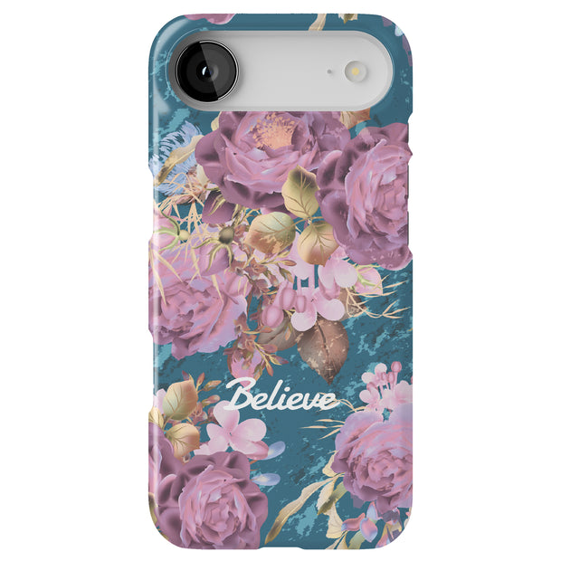 Believe Flowers Tough Cases For Apple iPhone (17, 16, 15, 14, 13, 12, 11, X, SE, 8, 7/ Air, Plus, Pro, Max, Mini, XR, XS), Print in USA