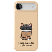 Meow Coffee Tough Cases For Apple iPhone (17, 16, 15, 14, 13, 12, 11, X, SE, 8, 7/ Air, Plus, Pro, Max, Mini, XR, XS), Print in USA