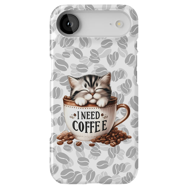 am Coffee Cat Tough Cases For Apple iPhone (17, 16, 15, 14, 13, 12, 11, X, SE, 8, 7/ Air, Plus, Pro, Max, Mini, XR, XS), Print in USA