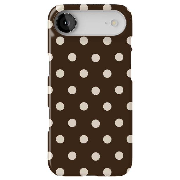 Coffee Poka Dot Tough Cases For Apple iPhone (17, 16, 15, 14, 13, 12, 11, X, SE, 8, 7/ Air, Plus, Pro, Max, Mini, XR, XS), Print in USA