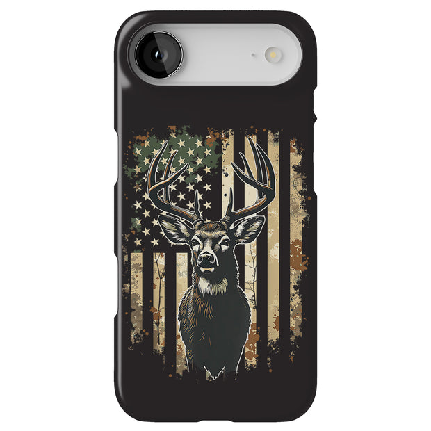 USA Flag Deer 1 Tough Cases For Apple iPhone (17, 16, 15, 14, 13, 12, 11, X, SE, 8, 7/ Air, Plus, Pro, Max, Mini, XR, XS), Print in USA
