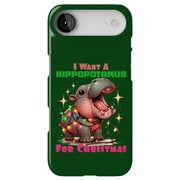 Hippo Xmas 2 Tough Cases For Apple iPhone (17, 16, 15, 14, 13, 12, 11, X, SE, 8, 7/ Air, Plus, Pro, Max, Mini, XR, XS), Print in USA