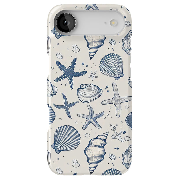 Blue Sea Shells Tough Cases For Apple iPhone (17, 16, 15, 14, 13, 12, 11, X, SE, 8, 7/ Air, Plus, Pro, Max, Mini, XR, XS), Print in USA