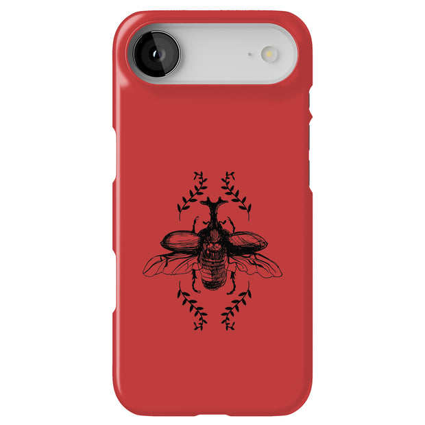 Beetle On Red Tough Cases For Apple iPhone (17, 16, 15, 14, 13, 12, 11, X, SE, 8, 7/ Air, Plus, Pro, Max, Mini, XR, XS), Print in USA