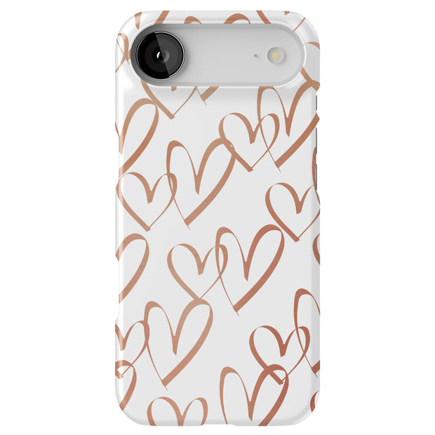 Brown Hearts Tough Cases For Apple iPhone (17, 16, 15, 14, 13, 12, 11, X, SE, 8, 7/ Air, Plus, Pro, Max, Mini, XR, XS), Print in USA